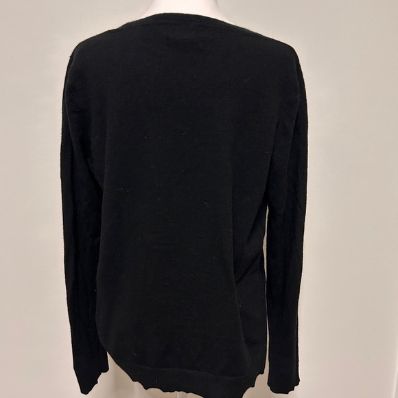 Cynthia Rowley Sweater Women’s Size XL Black Extra Fine Merino Wool Lightweight - Picture 2 of 8